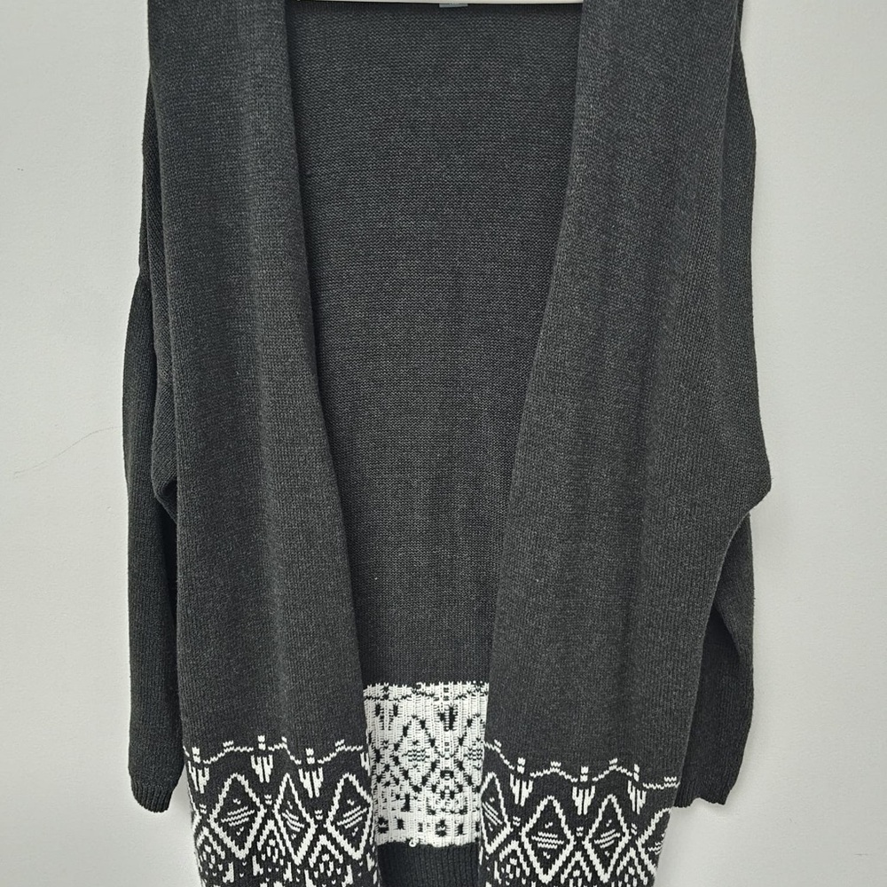 Old Navy Dark Gray Cardigan with White Pattern